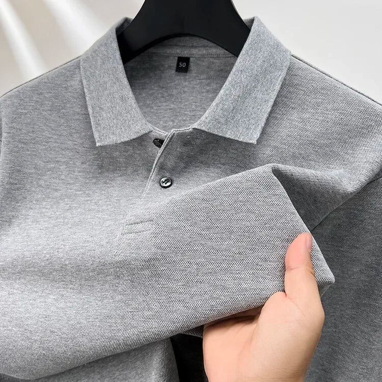 Langärmliges Herren-Poloshirt aus hochwertiger Baumwolle – Schlichte Eleganz und erstklassiger Tragekomfort