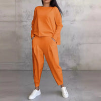 Modernes Komfort-Set: Langarmshirt + Hose - Orange / S