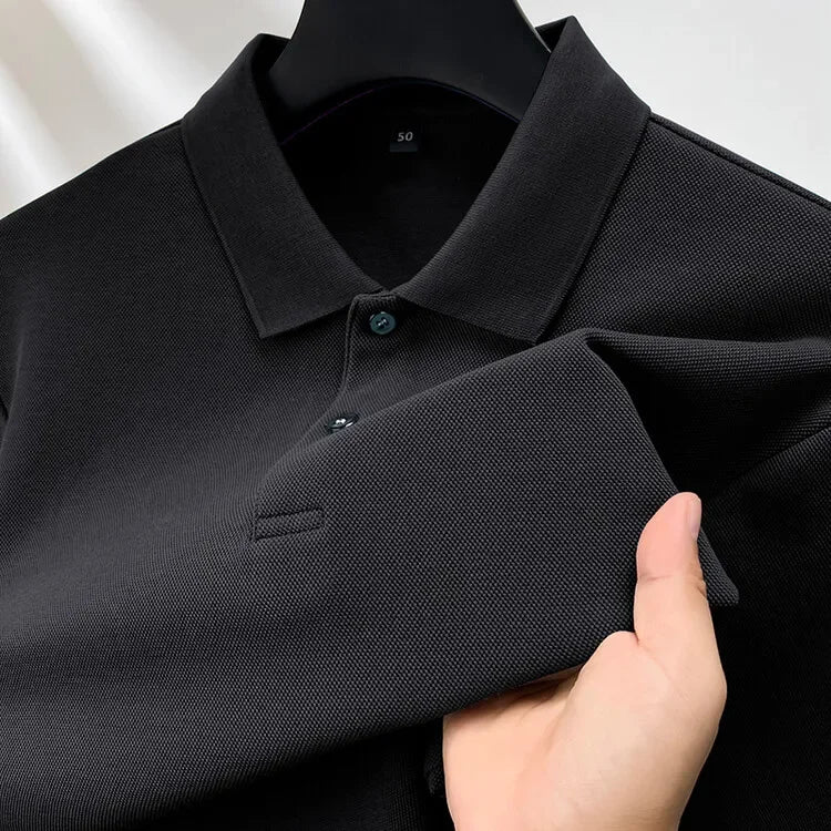 Langärmliges Herren-Poloshirt aus hochwertiger Baumwolle – Schlichte Eleganz und erstklassiger Tragekomfort 