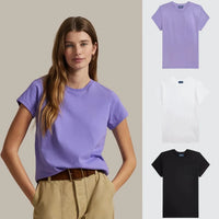 3er-Packung – Slim-Fit-Baumwoll-T-Shirts für Damen - Lila - Weiß - Schwarz / S