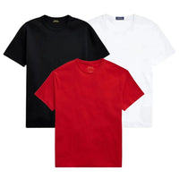 3er-Pack – Slim-Fit-Baumwoll-T-Shirts für Herren - SCHWARZ • WEISS • ROT / S